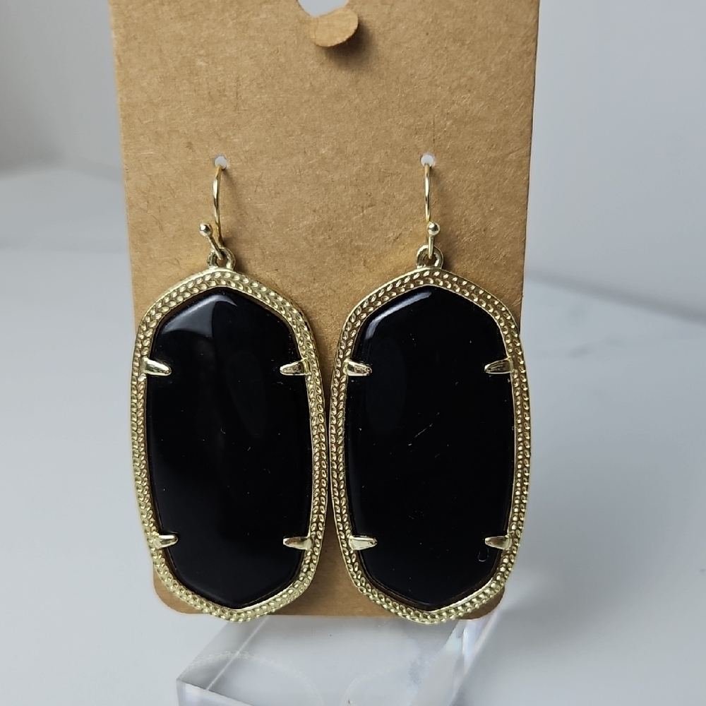 Kendra Scott Black and Gold Dangle Earrings